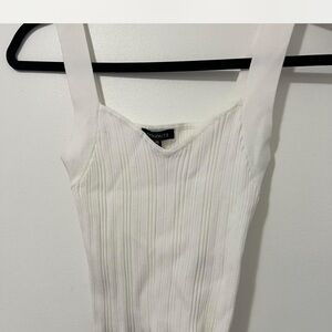 Dynamite White Ribbed V-Neck Tank Top